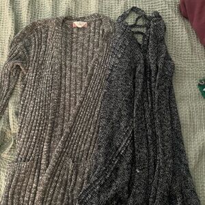Aeropostale Women's Gray & Charcoal Open-Front Cardigans